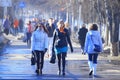 Vologda, RUSSIA Ã¢â¬â MARCH 10: crowd of people on the street, pedestrians on March 10, 2014